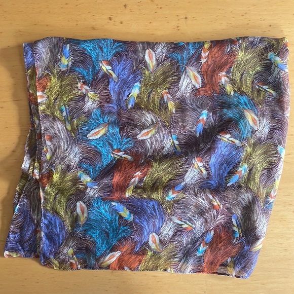 Feather Print Scarf Boho Hippie Orange Purple Bohemian Festival - Picture 3 of 5
